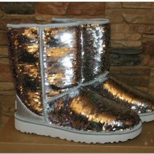 Ugg Sequin Sparkle Boots Silver BNIB